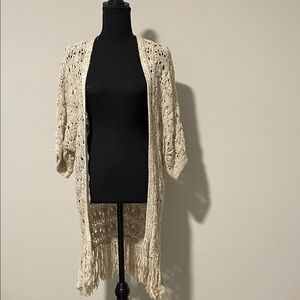 American Eagle Outfitters Cream Open-Knit Sweater